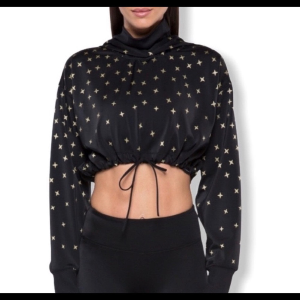 NWT KORAL Black Clover Impression Constellation Stars Cropped Hoodie XS - Picture 2 of 3